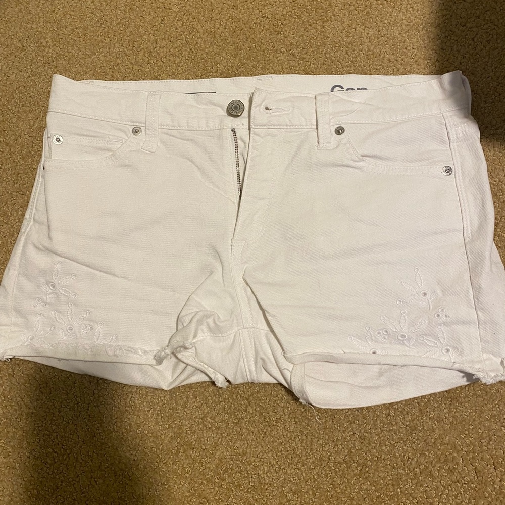 Gap white denim shorts with detail